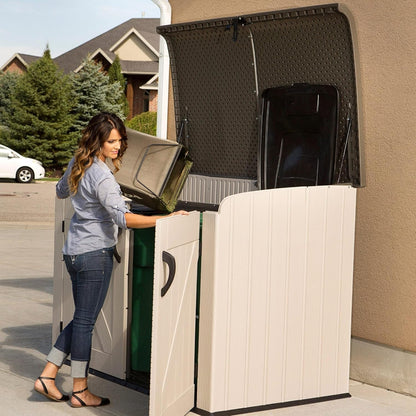 6 × 3.5 Ft Heavy-Duty Horizontal Outdoor Storage Shed – Desert Sand/White