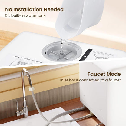 HAVA Table Top Dishwasher – Mini Countertop, Portable, 6 Programs, 5L Water Tank, No Installation Required