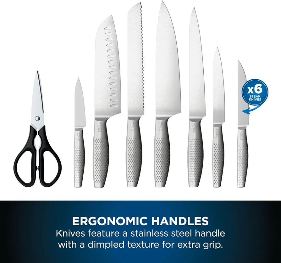Ninja StaySharp 14-Piece Stainless Steel Knife Set, Charcoal Wood Block & Built-In Sharpener K62014EUUK