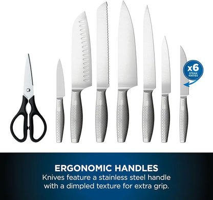 Ninja StaySharp 14-Piece Stainless Steel Knife Set, Charcoal Wood Block & Built-In Sharpener K62014EUUK
