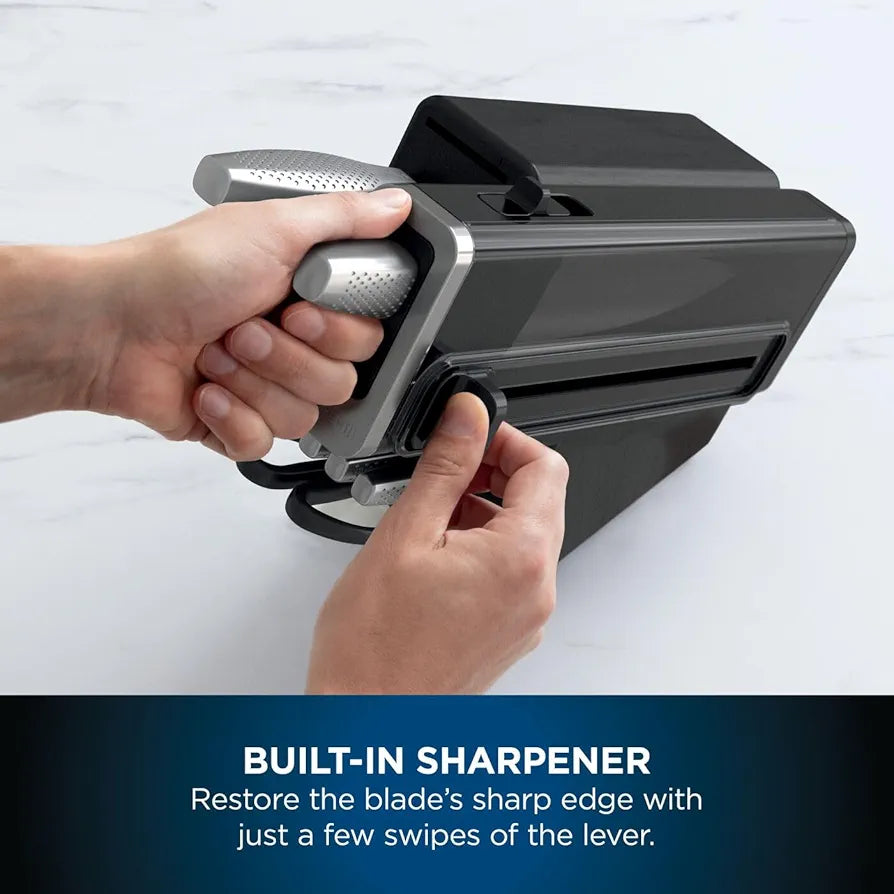 Ninja StaySharp 14-Piece Stainless Steel Knife Set, Charcoal Wood Block & Built-In Sharpener K62014EUUK