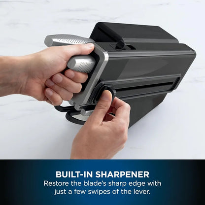 Ninja StaySharp 14-Piece Stainless Steel Knife Set, Charcoal Wood Block & Built-In Sharpener K62014EUUK