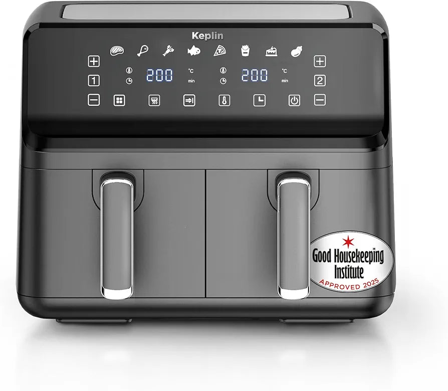 Keplin 9L Dual Zone Air Fryer - 8in1 Cooking Functions - 2700W Energy-Saving Cooker - Extra-Large Capacity for Healthy Meals - Roast, Bake, Dehydrate, Reheat,- Family Size - 2 Years Warranty