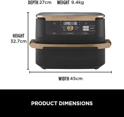 Ninja Foodi FlexDrawer Air Fryer, Dual Zone with Removable Divider, Large 10.4L Drawer, 7-in-1, Air-Fryer, Air Fry, Roast, Bake, Crisp, Non-Stick Dishwasher Safe Parts, Black and Copper, AF500UKCP