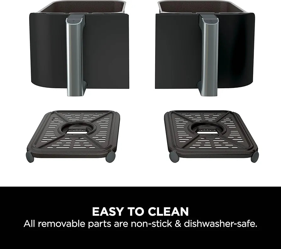 Ninja Foodi Dual Zone Digital Air Fryer, 2 Drawers, 7.6L, 4-in-1, Uses No Oil, Air Fry, Max Crisp, Roast, Reheat, Non-Stick, Dishwasher Safe Baskets and Crisper Plates, Black AF200UK