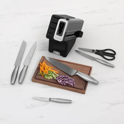 Ninja StaySharp 6-Piece Knife Set With Integrated Sharpener - Chef, Slicing, Bread, Utility, Paring Knives and Kitchen Scissors - Stainless Steel, Charcoal K62006EUUK