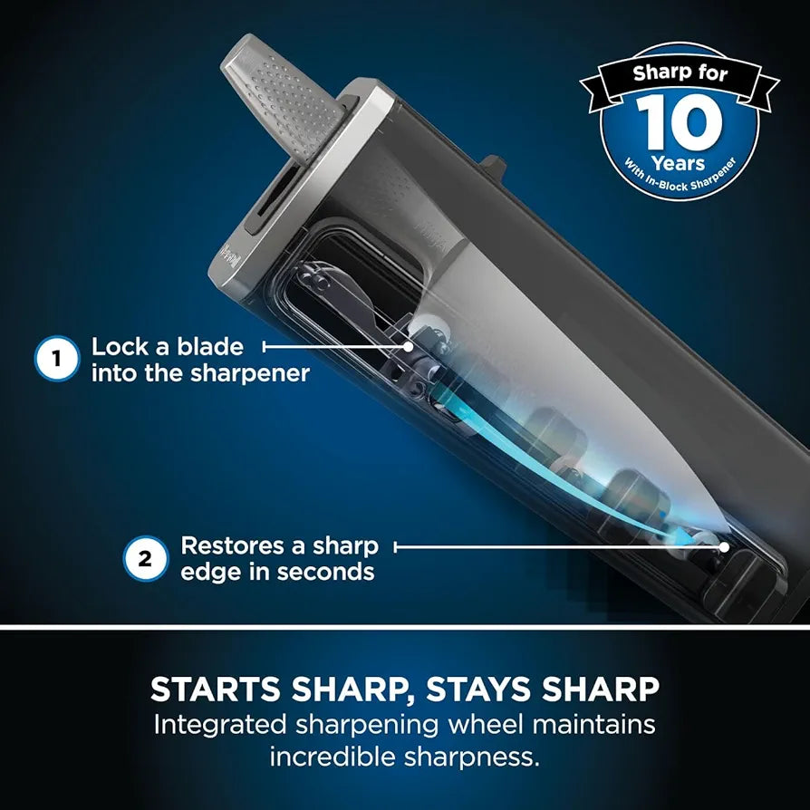 Ninja StaySharp 6-Piece Knife Set With Integrated Sharpener - Chef, Slicing, Bread, Utility, Paring Knives and Kitchen Scissors - Stainless Steel, Charcoal K62006EUUK