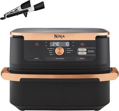 Ninja Foodi FlexDrawer Air Fryer, Dual Zone with Removable Divider, Large 10.4L Drawer, 7-in-1, Air-Fryer, Air Fry, Roast, Bake, Crisp, Non-Stick Dishwasher Safe Parts, Black and Copper, AF500UKCP