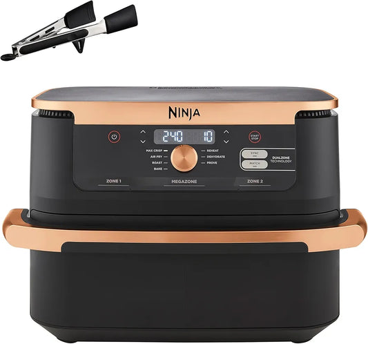 Ninja Foodi FlexDrawer Air Fryer, Dual Zone with Removable Divider, Large 10.4L Drawer, 7-in-1, Air-Fryer, Air Fry, Roast, Bake, Crisp, Non-Stick Dishwasher Safe Parts, Black and Copper, AF500UKCP