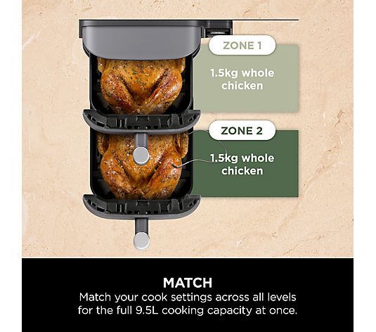 Ninja Double Stack XL 2 Drawer 9.5L Air Fryer with Smart Cook SL451UK