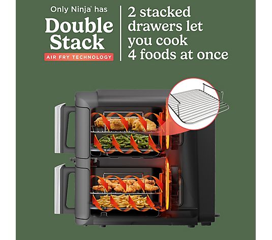 Ninja Double Stack XL 2 Drawer 9.5L Air Fryer with Smart Cook SL451UK